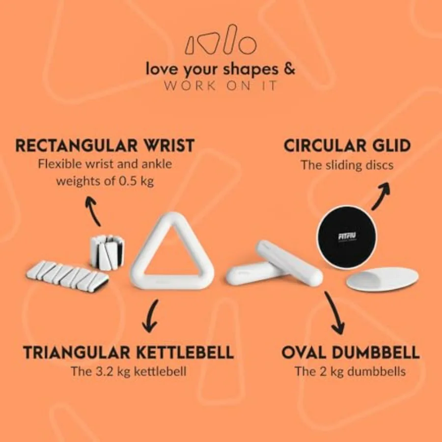 Fitness Set of 2 Oval Dumbbells 4.4lbs Each in White Soft Silicone Steel for Performance Training Sessions, Pilates Classes