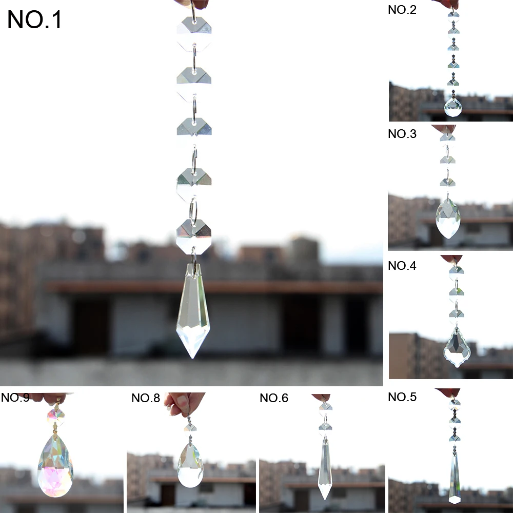 10 Kinds Crystal Chandelier Parts Decoration Feng Shui Prisms Glass Suncatcher Hanging Drop Lamp Pendants DIY Prisme Cristal