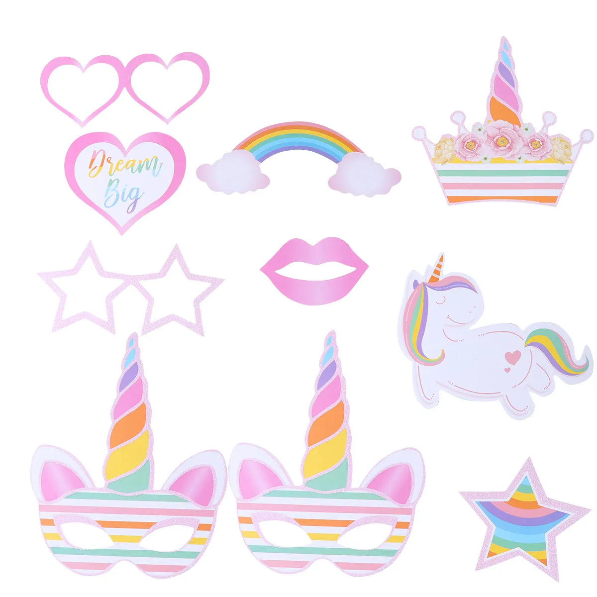10Pcs 사랑스러운 유니콘 사진 소품 키트 생일 웨딩 파티 장식 파티 장식 소품 축하 사진 부스