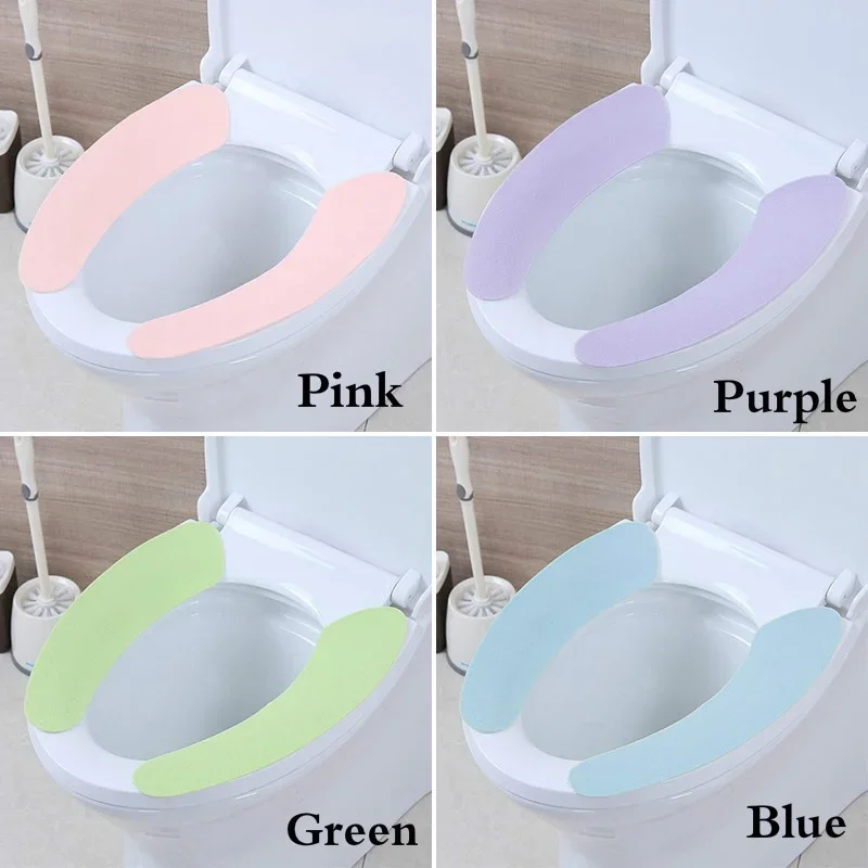 1Pair Washable Toilet Cushion Sticker Seat Lid Pad Comfortable Soft Toilet Seat Cover Mat Adhesive Cloth Cushion Sticker