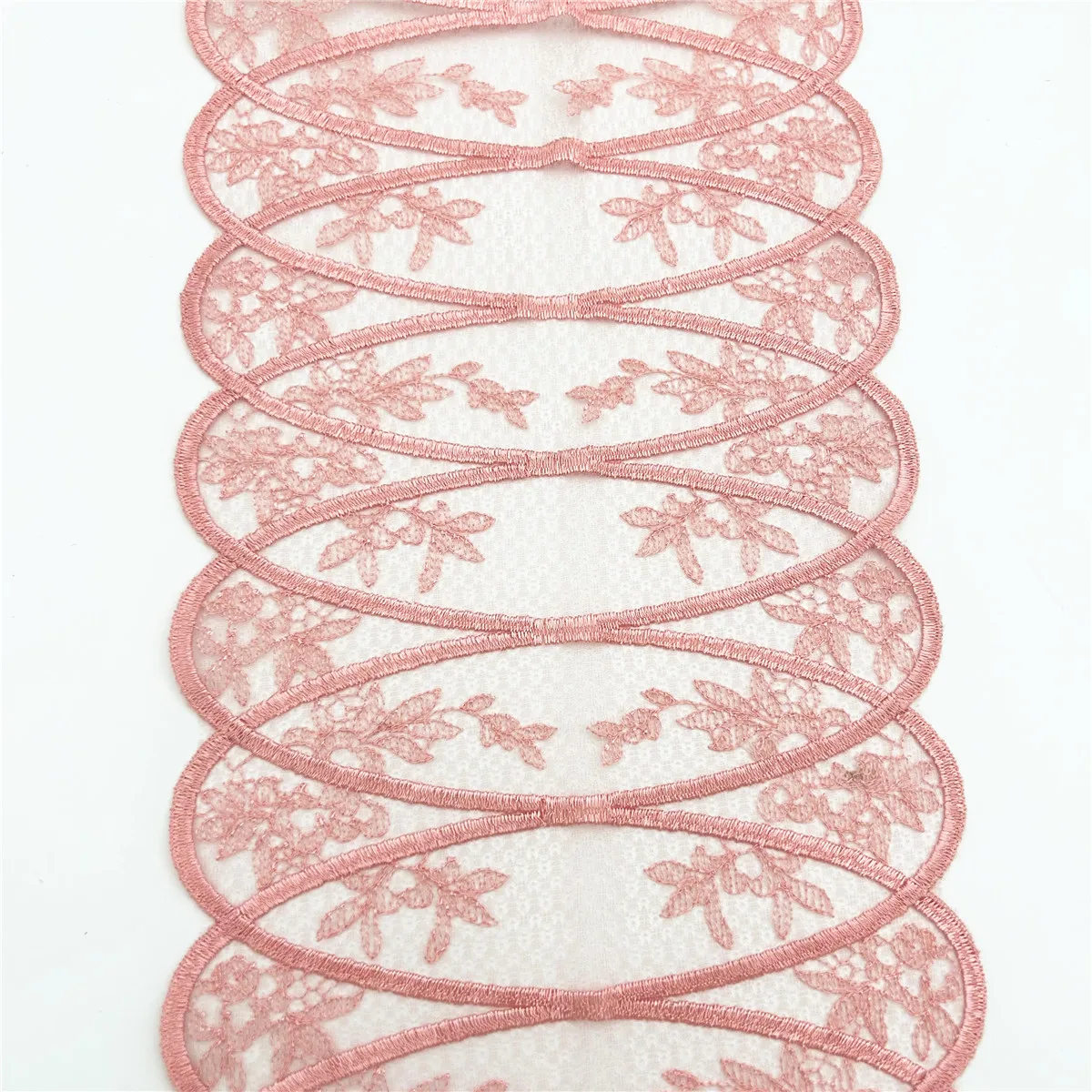 3y/lot Width 17cm Warm Pink Embroidery Lace Trim DIY Craft Sewing Supply Skirt Hem Wedding Decoration Accessories Dolls 4