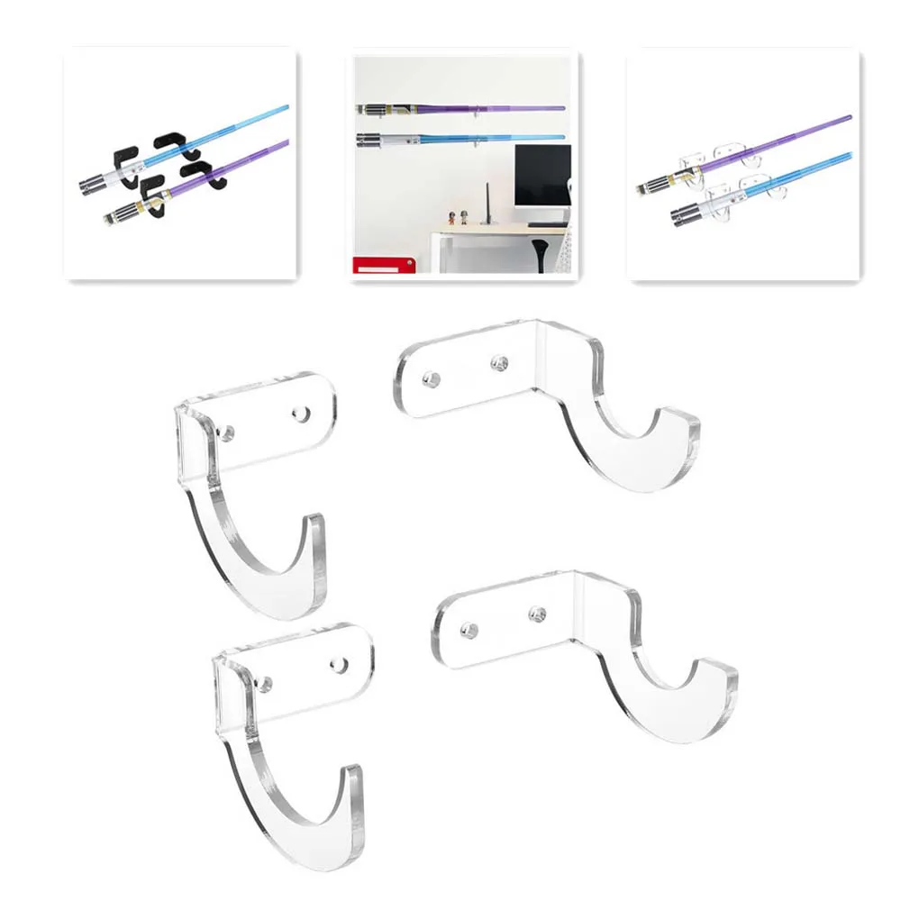 2 Pairs Acrylic Baseball Bat Wall Mounted Holder Softball Bats Display Organizer Rack Living Room Store Collection Bracket baseball bat