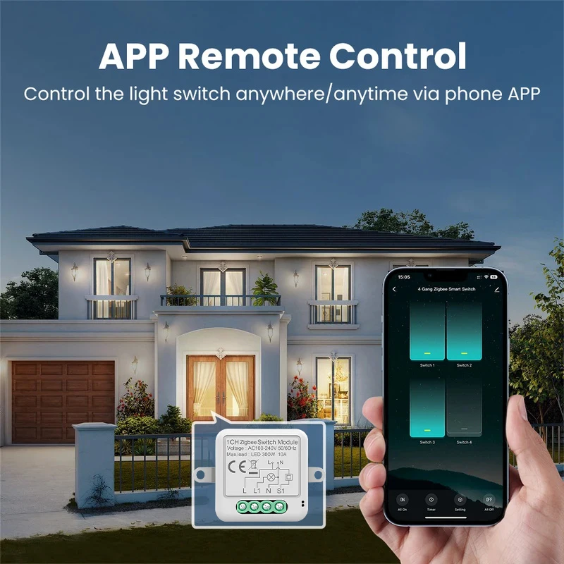 1/2/3/4Gang Tuya WiFi Zigbee Smart Light Switch Module No Neutral Wire ...