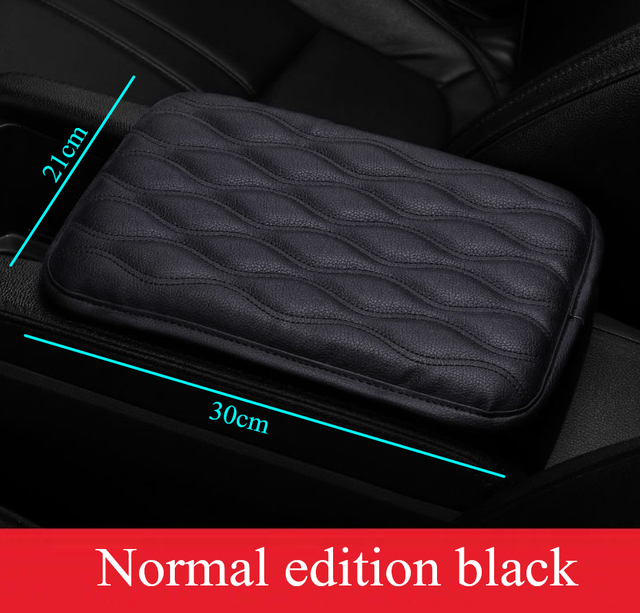 Leather Car Armrest Pad Cover Universal Center Console Wave Embroider Auto Seat Box Protection Cushion Hand Supports