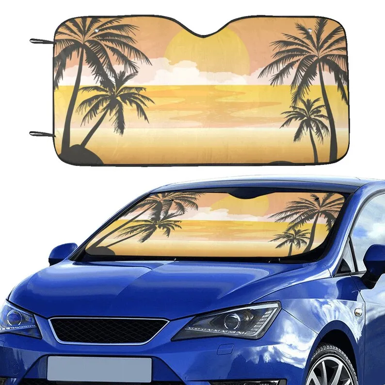 

Tropical Sunrise Car Windshield Sunshade, Summer Lovers Car Gift, Holiday Windshield Sun Shade, Car Accessories, Front Window Co