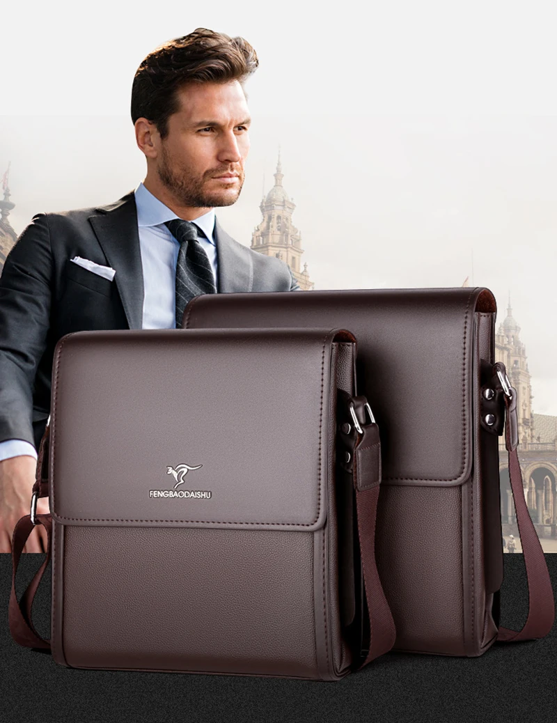 Shoulder Bag For Men PU Leather Porter Briefcase Cross Business Messenger Designer Luxury Crossbody Side Phone Bag Pouch Husband