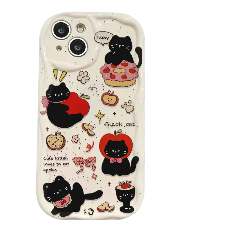 Black Cat Chain-Adorned Soft Silicone Case