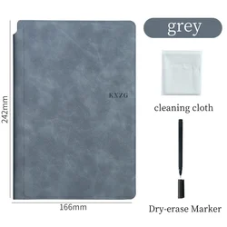 Reusable A5 Whiteboard Notebook Set with Accessories - Portable & Stylish Office Planner (Grey)