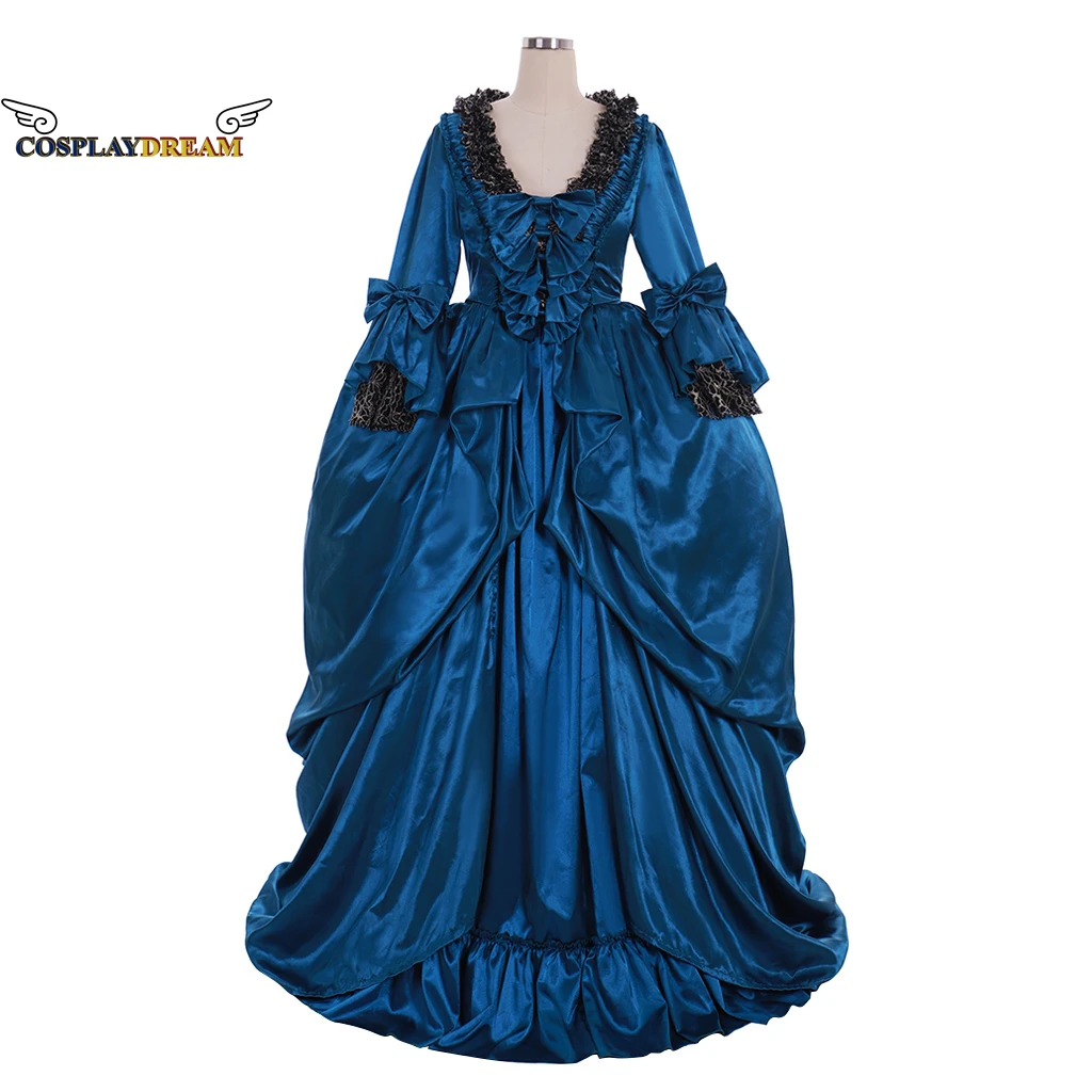 

Rococo Royal Court Noble Dress Medieval Clothing Dark Blue Ball Gown Baroque Fancy Party Dress Marie Antoinette Georgian Dress