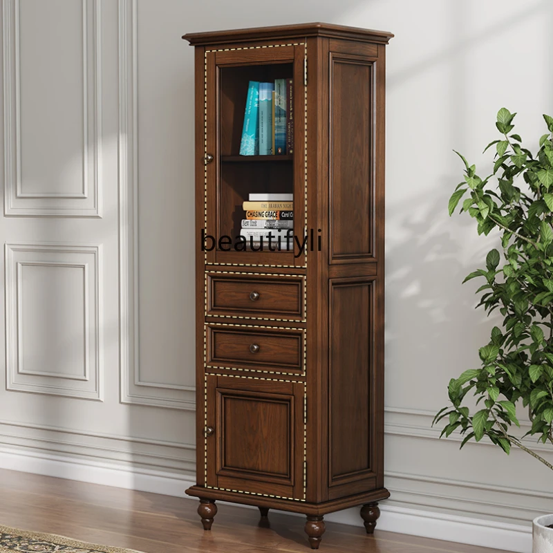 

American Country High Locker Vintage Wine Cabinet European Solid Wood Single Door Side Cabinet