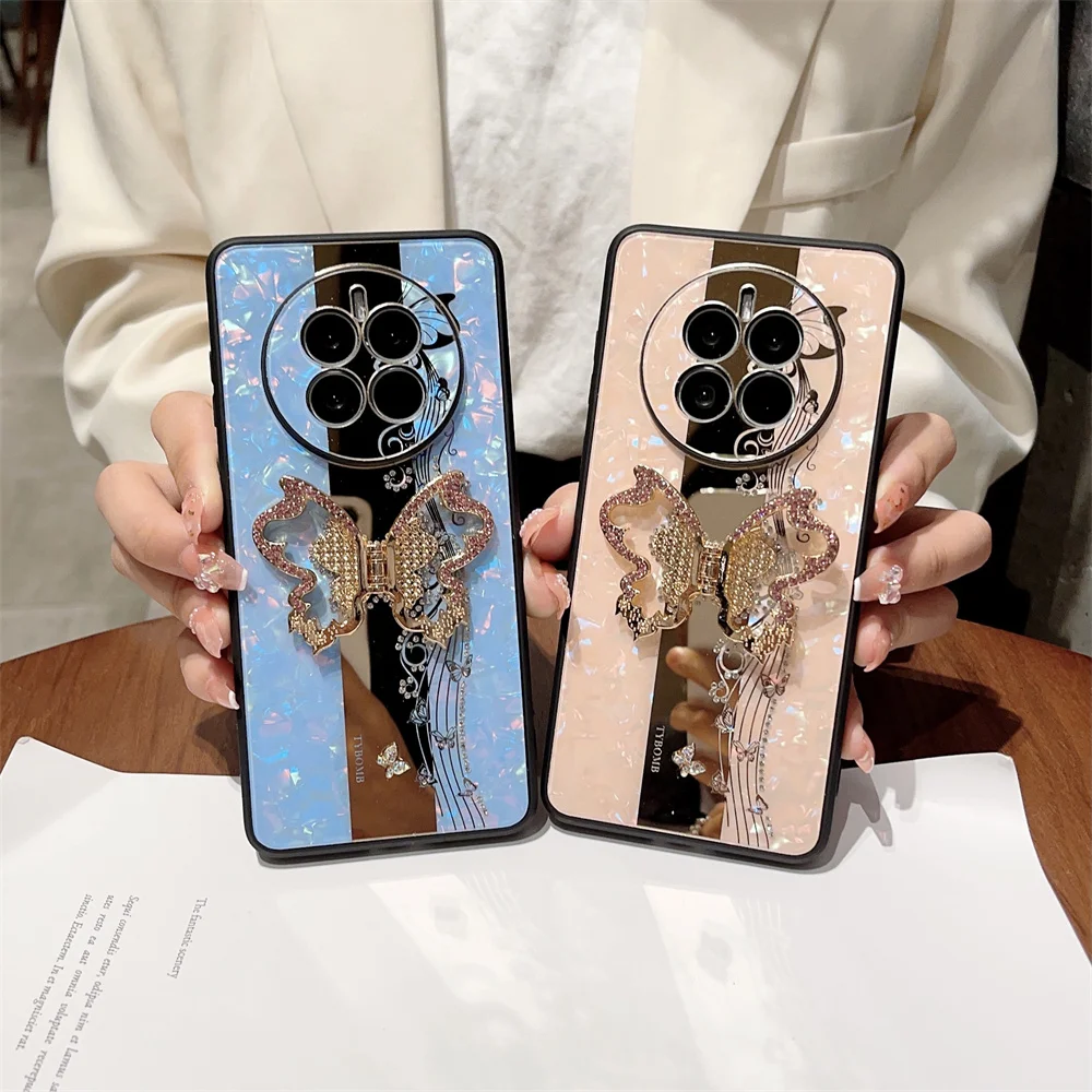TYBOMB paillettes papillon métal pour Huawei Mate 50 Honor 60 70 Nova 9 Pro antichoc porte-anneau étui brillant_voghion.com