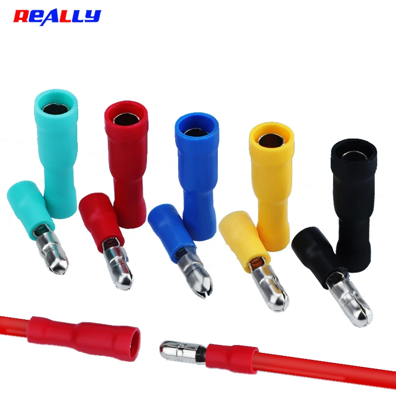 Insulated Electric Connector Set Crimp Bullet Terminals 1.25-156 Male & Female for 0.5-1.5mm&sup2; / 22-18 AWG wire connectors Audio Wiring 100pcs