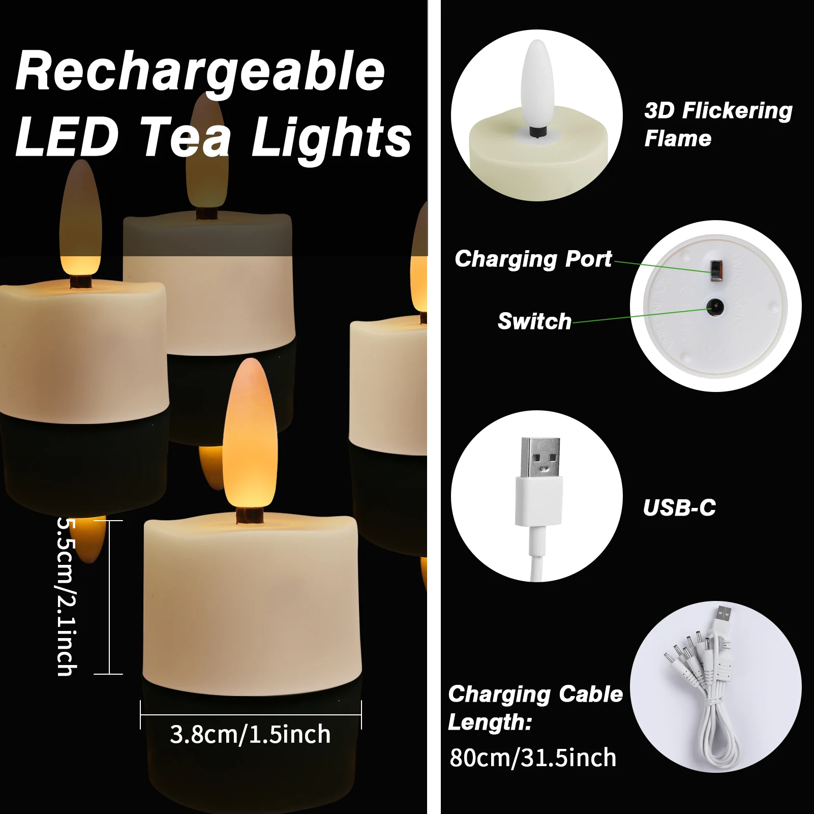 Flameless Flickering LED Candle Set with Timer and Remote Control