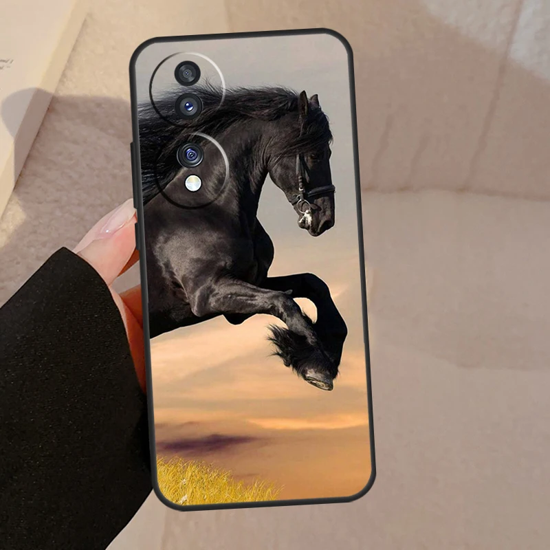 Elegant Black Horse Design Phone Case Cover
