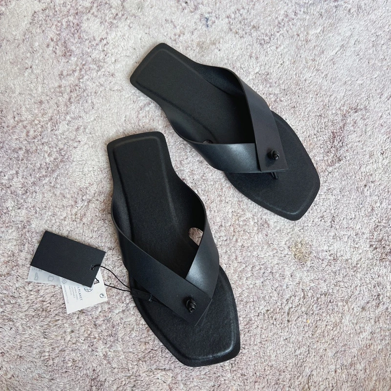 Withered French Flip Flops For Summer Office Ladies Fashionable Elegant Leather Slippers Casual Shoes Women's