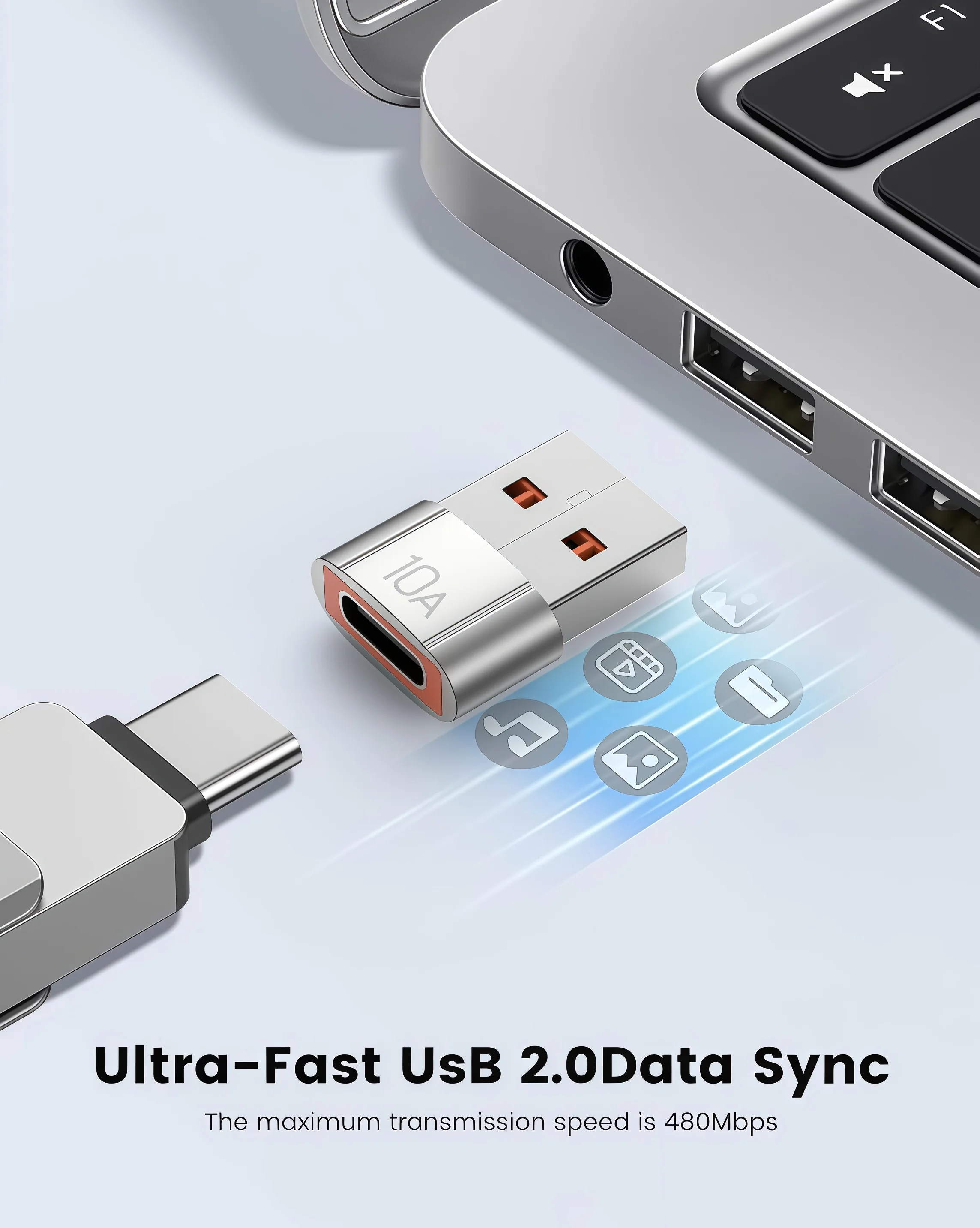 High-Speed USB C to USB Adapter with Fast Charging & 480MBps Data Transfer