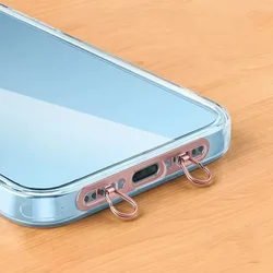 Ultra - Thin Metal Phone Lanyard with Stainless Steel Clips and Safety Connector - 2PCS (Pink)