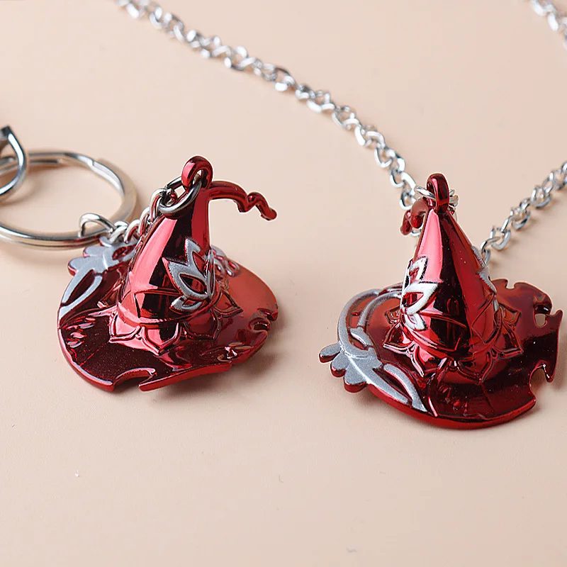 

New Game Genshin Impact Holy Relics The Charred Witch Hat Necklace Jewelry The key Chain Pendant Creative Alloy Exquisite Model