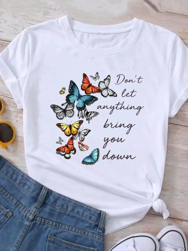 

Butterfly Trend Cute 90s Graphic T Shirt Short Sleeve Tee Top Women Fashion Casual Clothing Female Print T-shirt