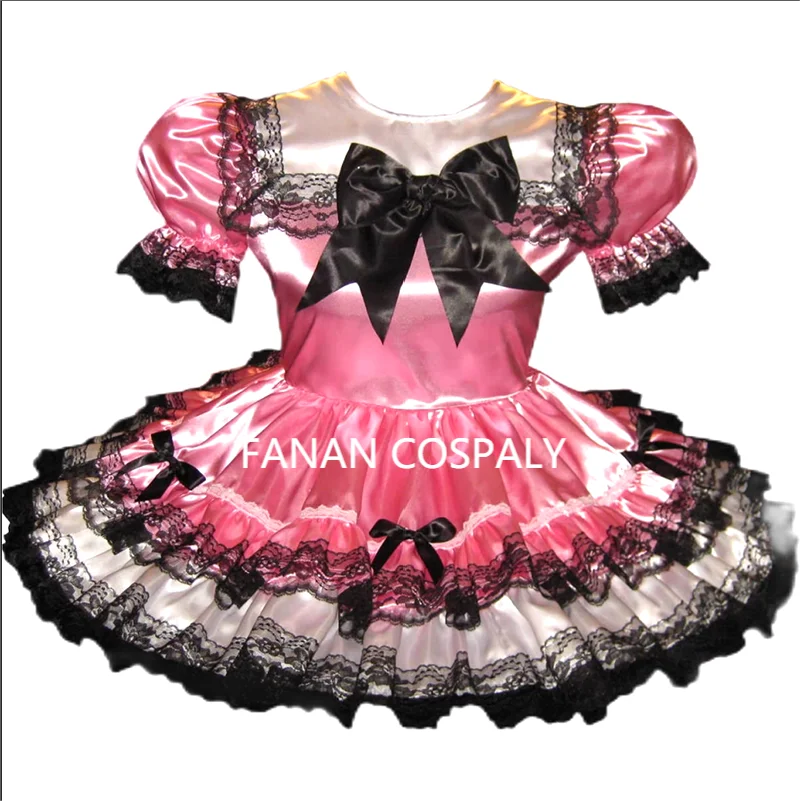 

Модное розовое атласное кружевное платье для французских взрослых гигантских малышей, платье горничной для девушек на выпускной, запираемое, разные цвета на заказ