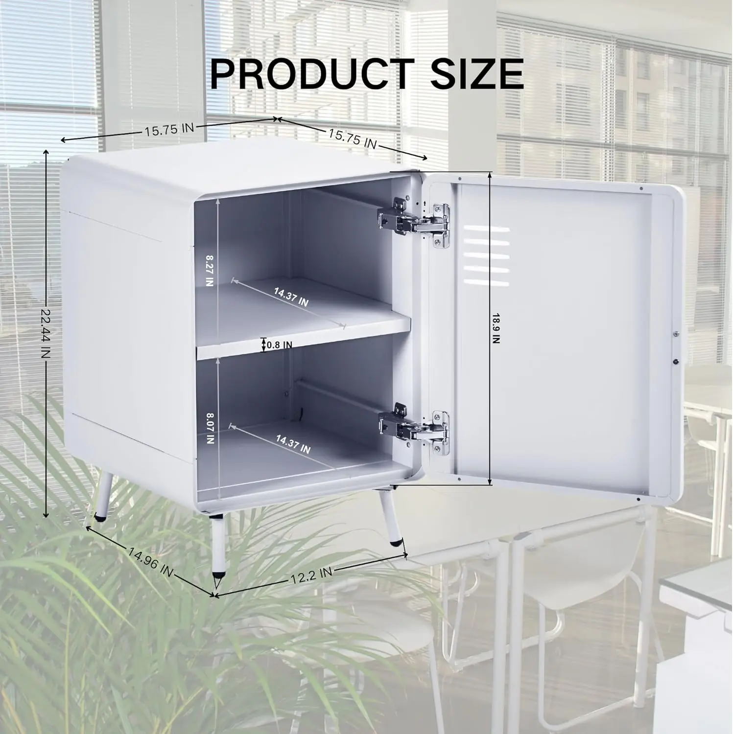 Industrial Metal File Cabinet with Ventilated Door & Shelf, Compact Storage for Home Office, Printer Stand - Blue Haze