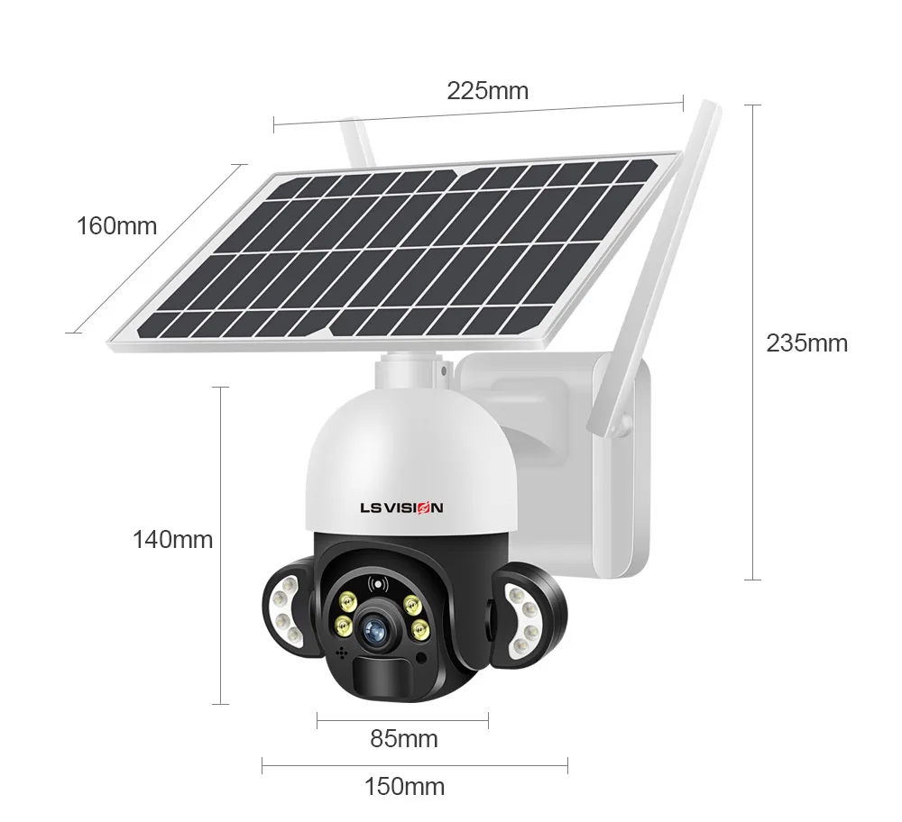 LSVISION 4MP Wireless WiFi Solar Powered 4G Camera Outdoor Security Protection Surveillance PTZ Battery PIR Motion Detection Cam wireless camera for home