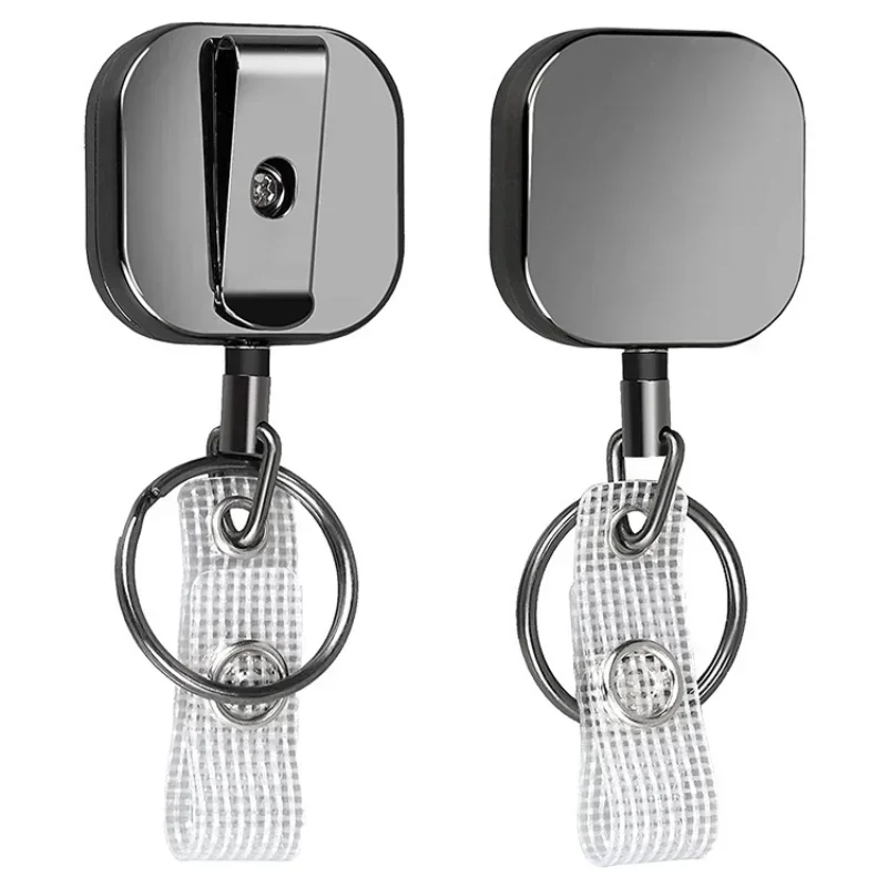 1pcs Retractable Badge Reel ID Card Lanyard Name Tag Metal Key Chain Ring Belt Clip Pull Keyring Id Badge Holder Badge Clip 2