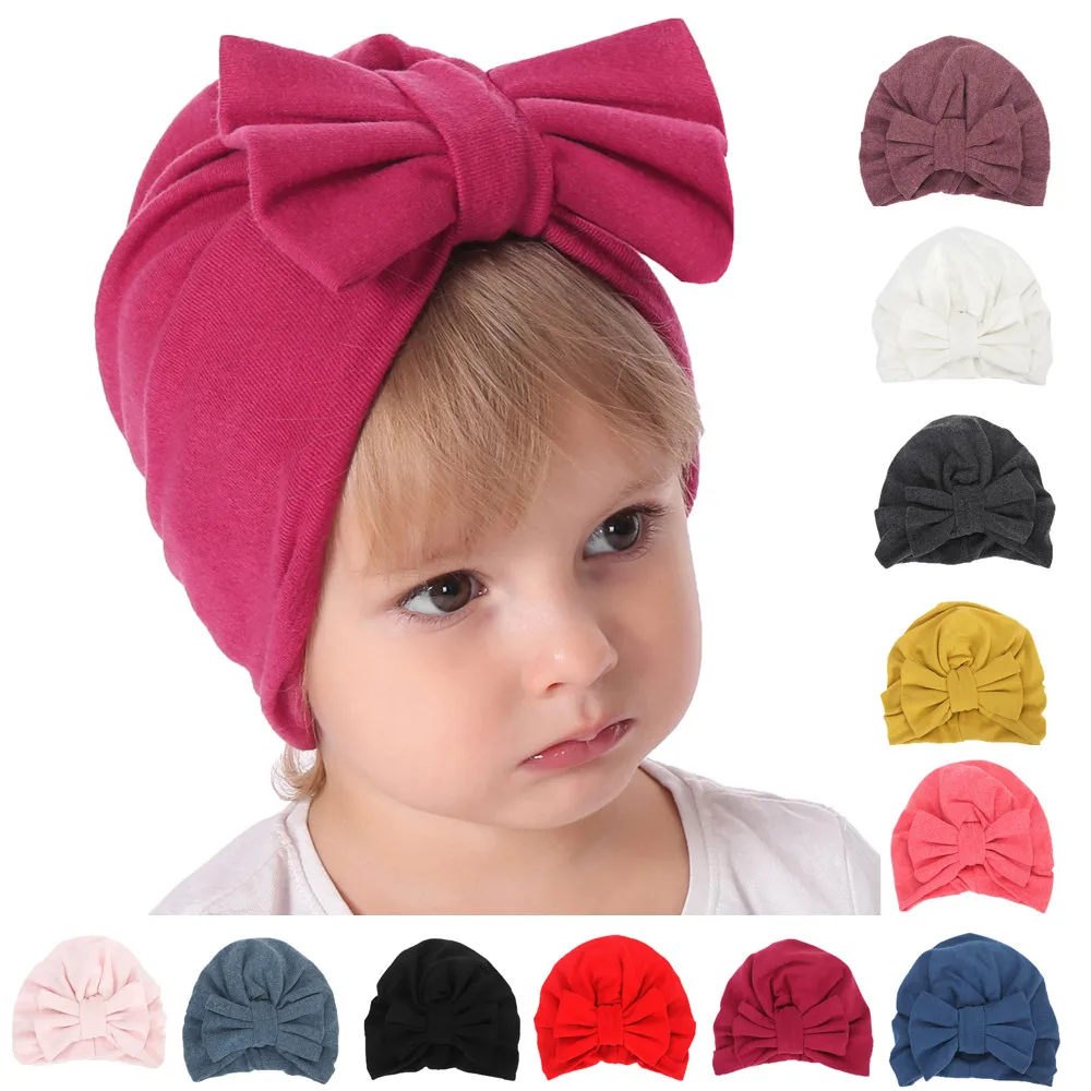 Newborn Girls Boys Bowknot Winter Warm Cap Headwear Hat Infant