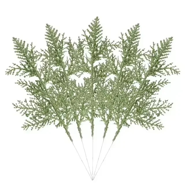 thumbnail image 1 of Ramas de hojas de pino artificiales, plantas falsas de oro y plata para Navidad, guirnalda con purpurina, adorno para árbol de Navidad, decoración para el hogar y la habitación, 1 of 5