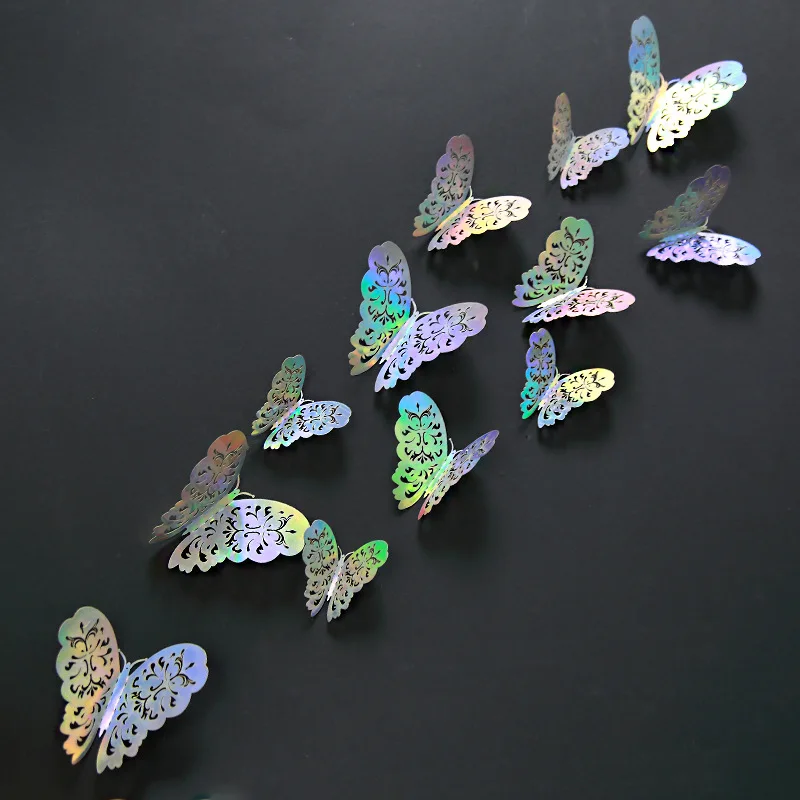 12Pcs Gold Butterfly Cake Topper DIY Home Decoration Simulation Metal  Texture Hollow Butterflies Wedding Crafts Party Decoration