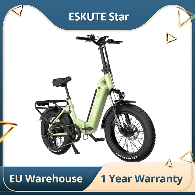 ESKUTE yıldız katlanır elektrikli bisiklet 20*4.0 ''yağ lastik 500W Motor  22mph Max hız 48V Battery pil 80 mil aralığı CST şehir Ebike - AliExpress