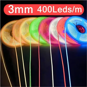 3mm Ultra Thin 12V Colorful COB LED Strip Dimmable 3000K 4000K 6000K High Density Flexible Light 400LEDs For DIY Home Decor Lamp 1