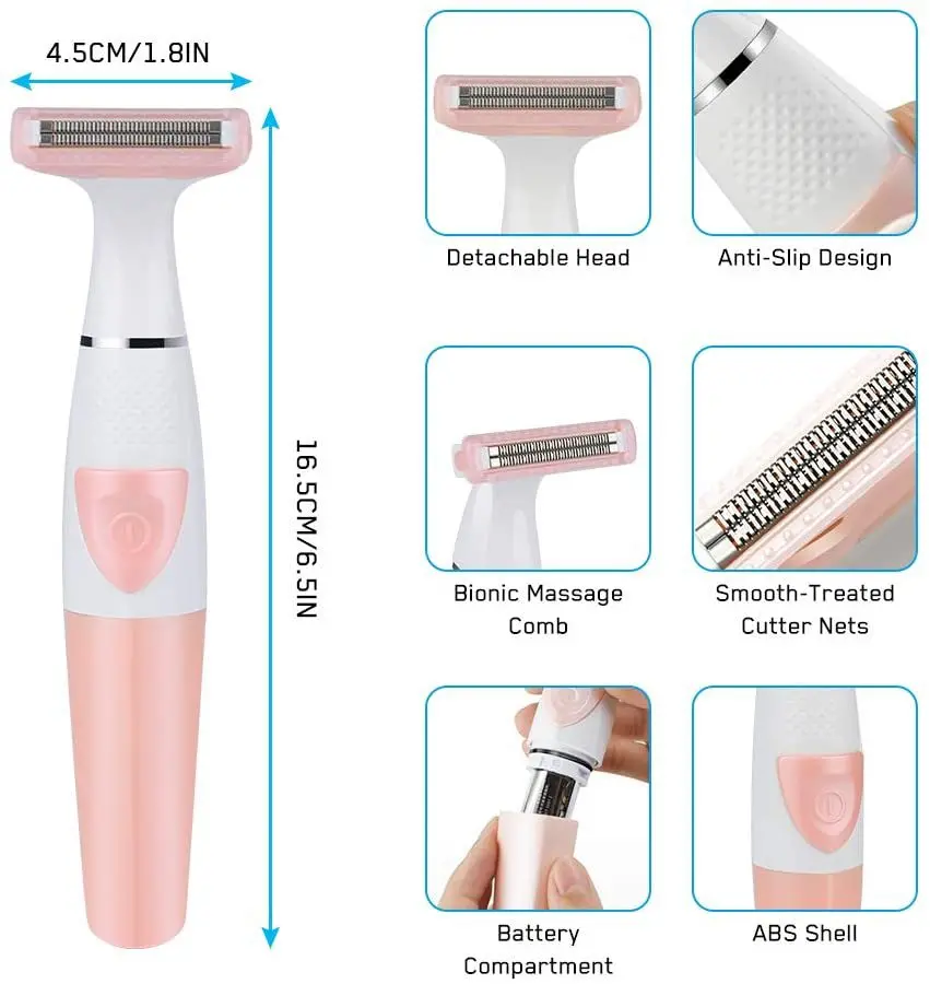 Women Shaver/Trimmer Rechargeable Pubic Hair Trimmer for Arms Legs Underarms Bikini Area, Wet & Dry Painless 2