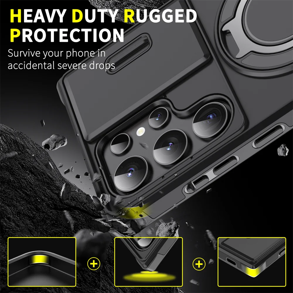 Armor Magnetic Ring Stand Phone Case with Enhanced Protection and Versatile Design