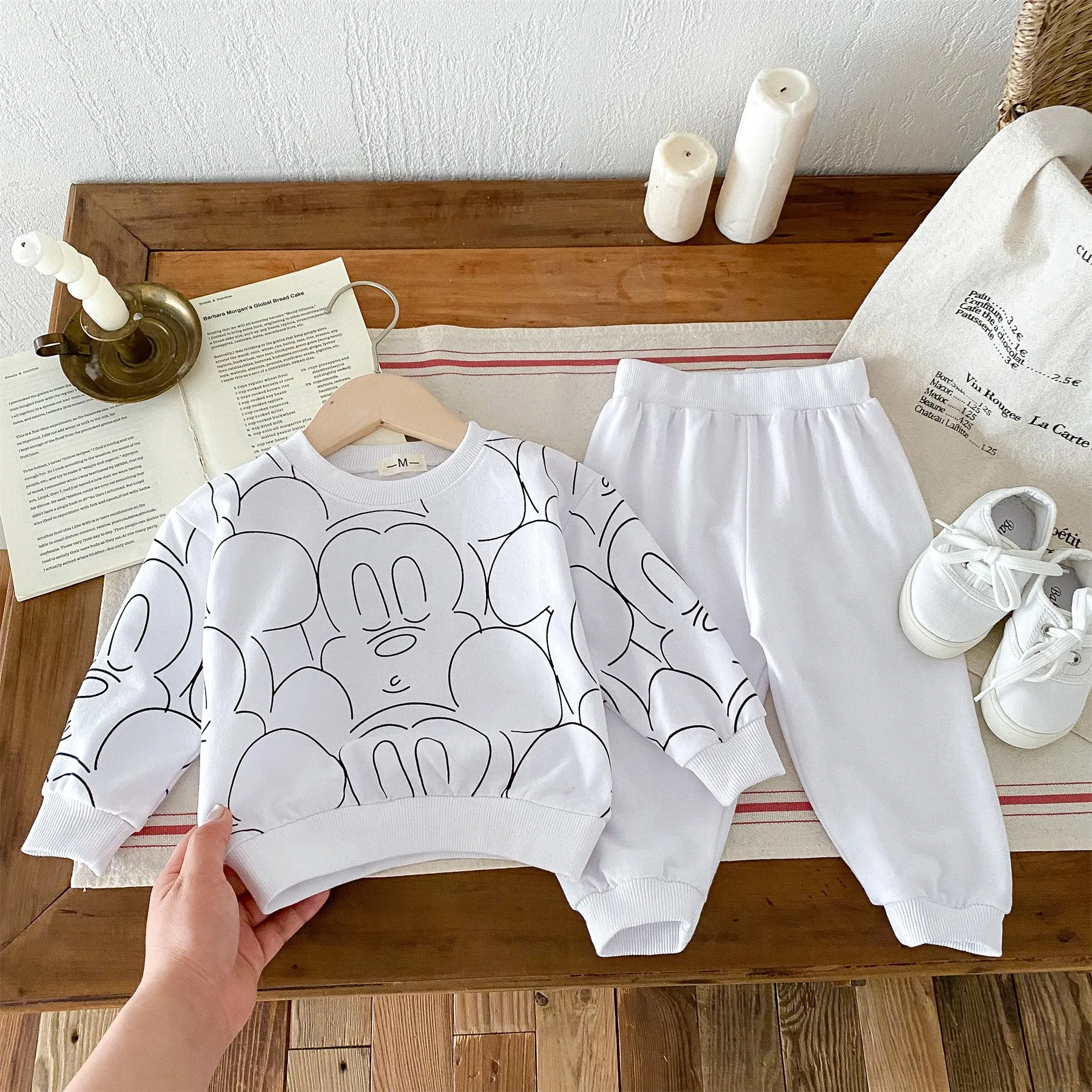 Kids Clothes Set Printed Cartoon Mickey Sweatshirt Suit Spring Autumn Long Sleeved