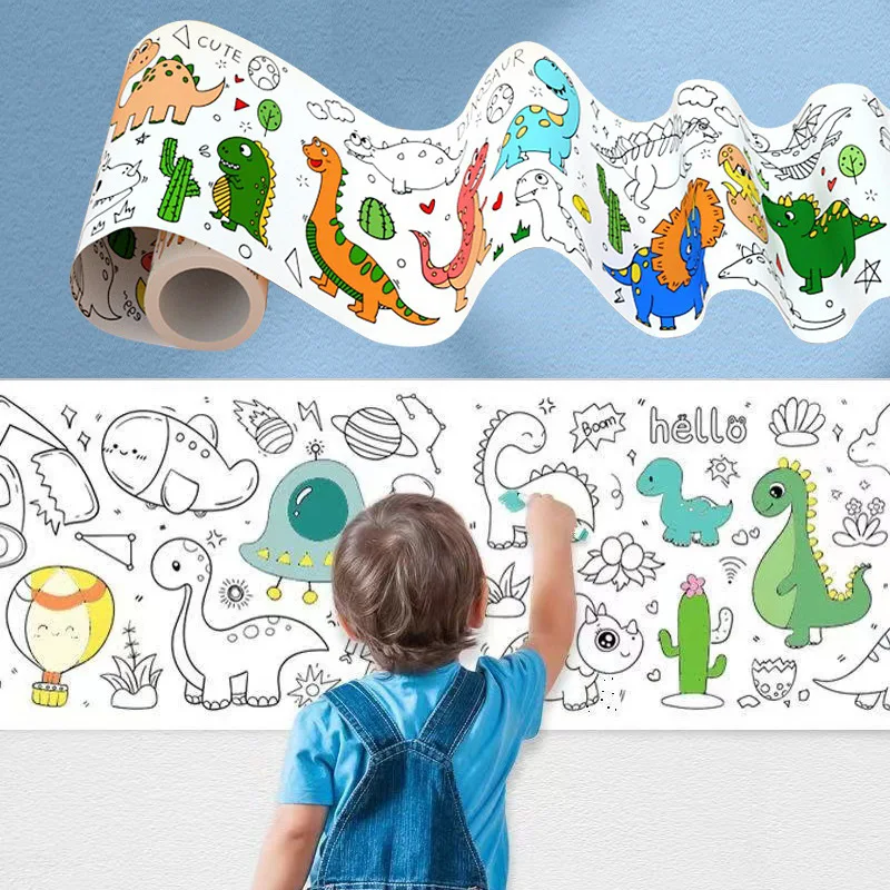 Children's Drawing Paper, Coloring Paper Roll for Kids,Drawing Paper for  Kids,Painting Drawing Paper Filling Paper for Kids (Dinosaur)