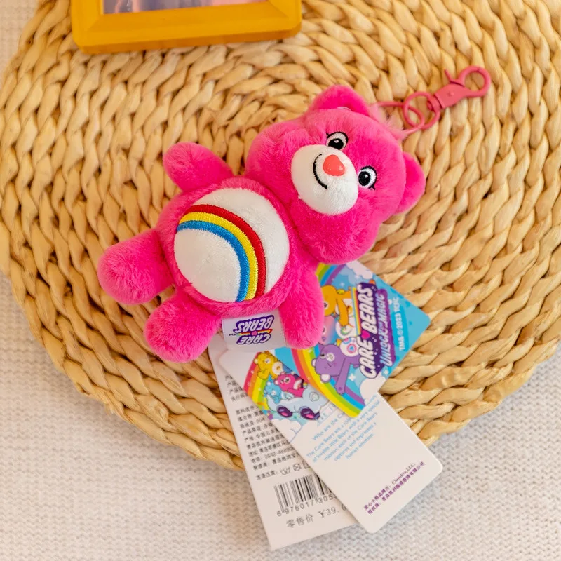 Care Bears Plush Keychain Carebears Rainbow Bear Squeak Voice Stuffed Toys Doll Backpack SchoolBag Decor Keyring Girl Gifts