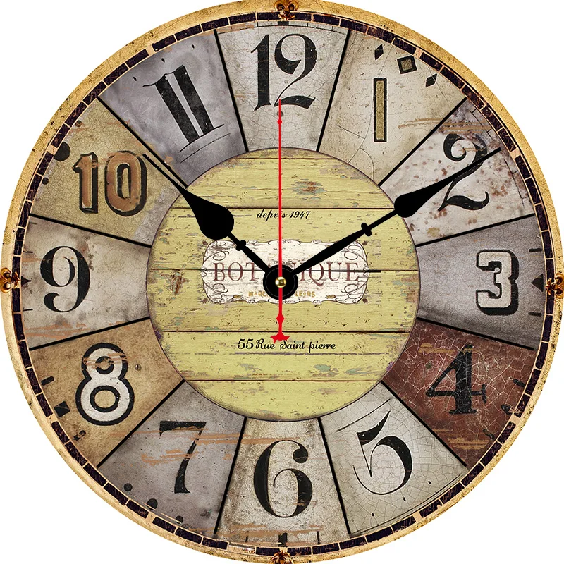 Vintage Wood Wall Clock Color:hlc21036r;Sheet Size:16inch(40CM)