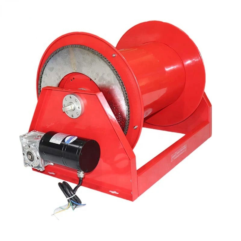 Retractable electric motorized cable reel extension power hose