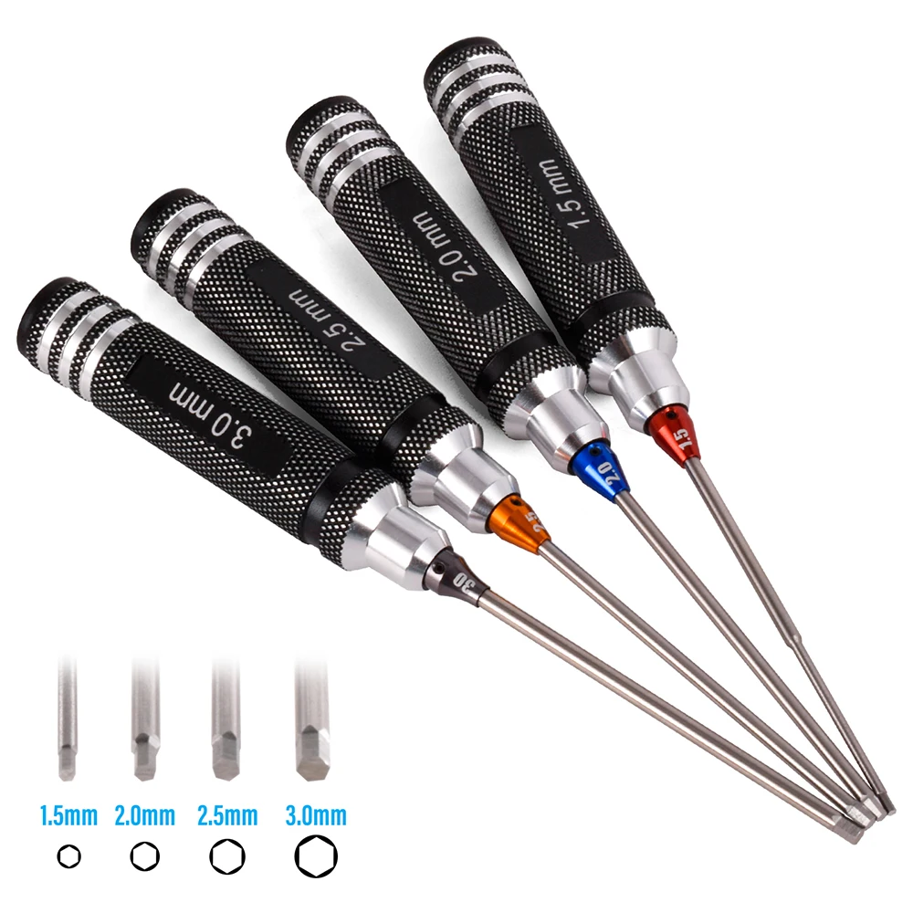 RC Hex Treiber Set 4 stücke 1,5mm/2mm/2,5mm/3mm Stahl Schrauben dreher Werkzeug mit Sechs kant schlüssel Kragen Set für RC Hubschrauber Auto Drohne Boot – Detail 4