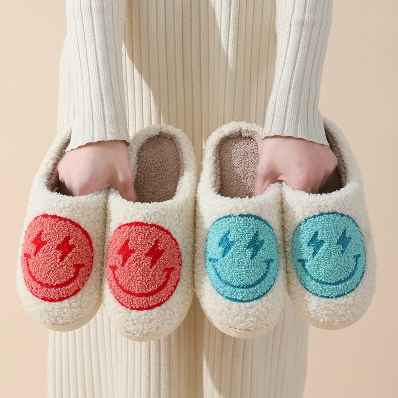 New Lightning Smile Face pantofole divertenti scarpe in cotone per
