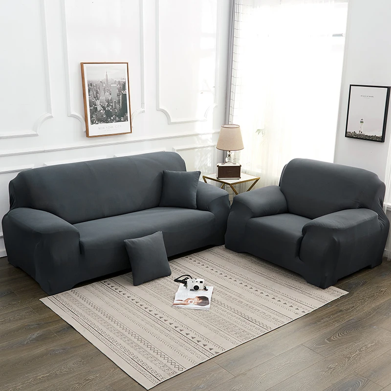 High elasticity faux milk silk solid colour sofa cover easy to install pet stain resistant fabric soft and skin friendly 6