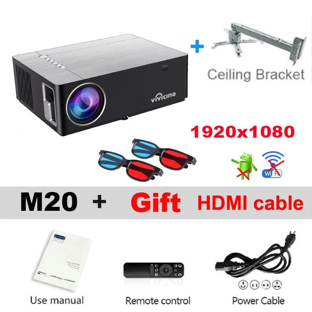 2021 Upgraded Vivicine M20 Full HD 1080p LED Home Theater Projector,1920x1080p Video Game Overhead Proyector Beamer Support AC3 