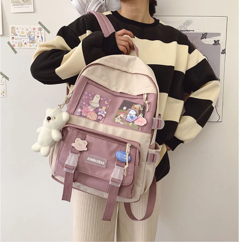 

Girls Backpack Cute College Style Middle School Students Large Capacity Schoolbag Outdoor Leisure Fashion Backpack 20L