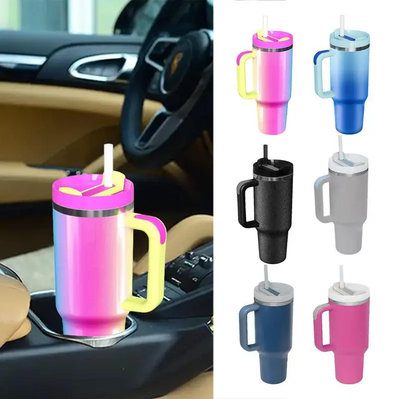 

40oz Mug With Lid And Straw Stainless Steel Vacuum Mug Tumblers Keep Cold And Hot Leak Proof Travel Coffee Mug For Home Office