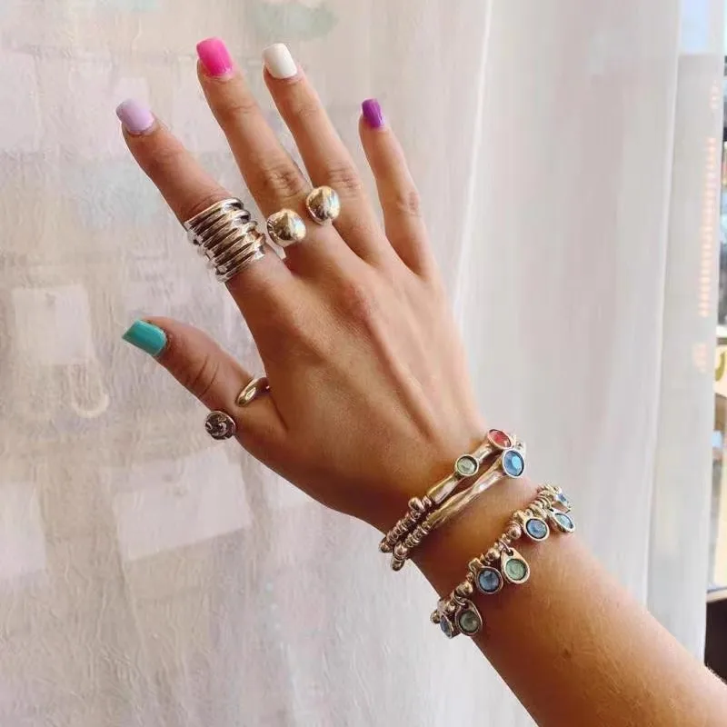 2023 New UNOde50 European and American Creative Simple Design Tricolor Gem High Quality Bracelet Women's Jewelry Gift Bag