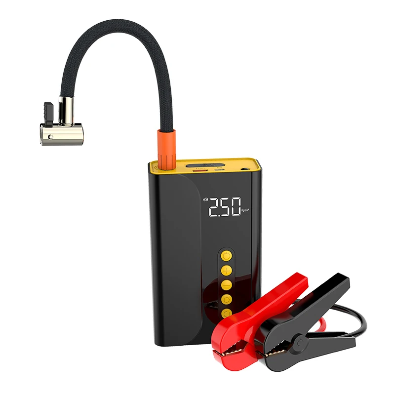 Emergency pneumatic power supply for automobiles, emergency flashlight lighting function, motorcycle inflator