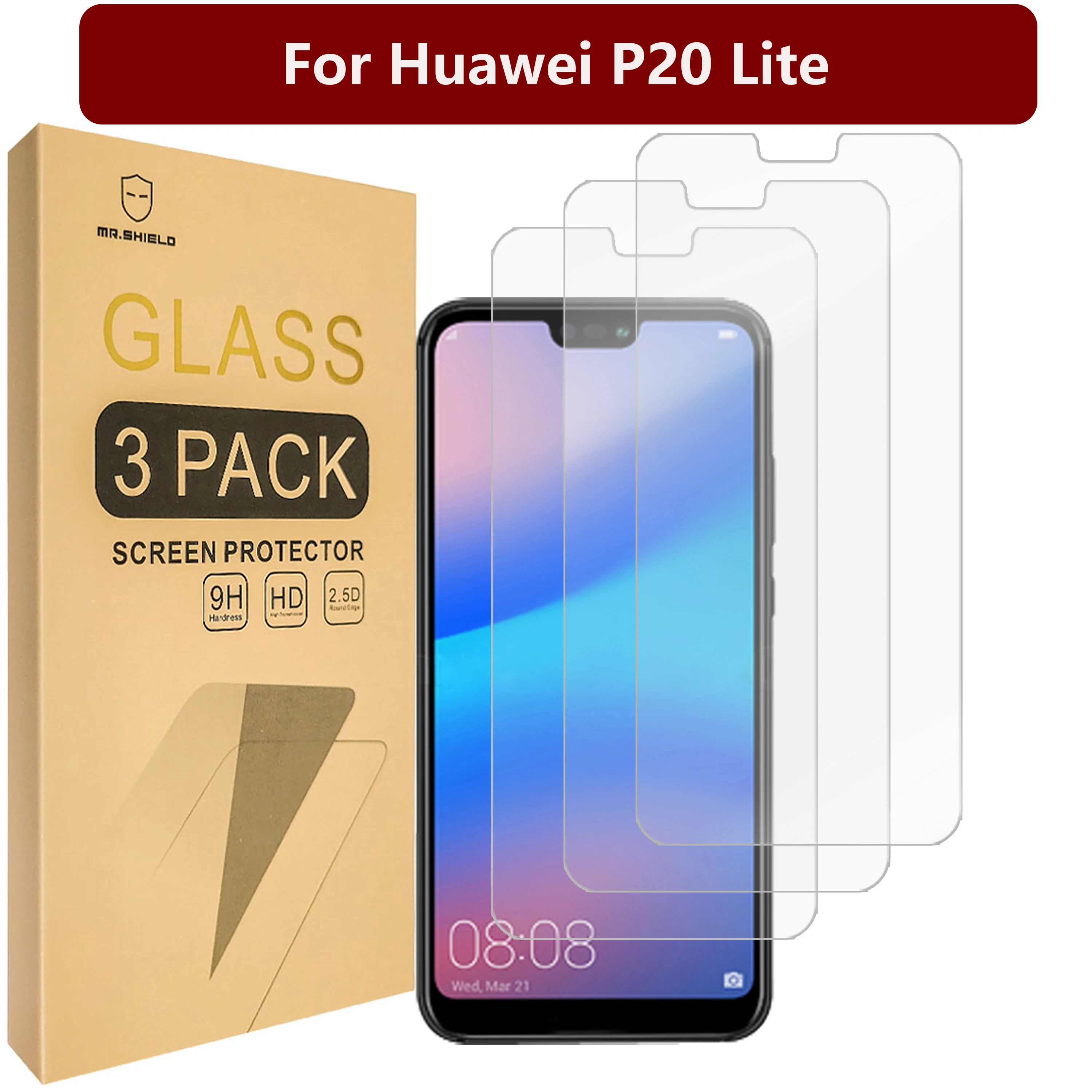 

Mr.Shield [3-PACK] Designed For Huawei P20 Lite [Tempered Glass] Screen Protector