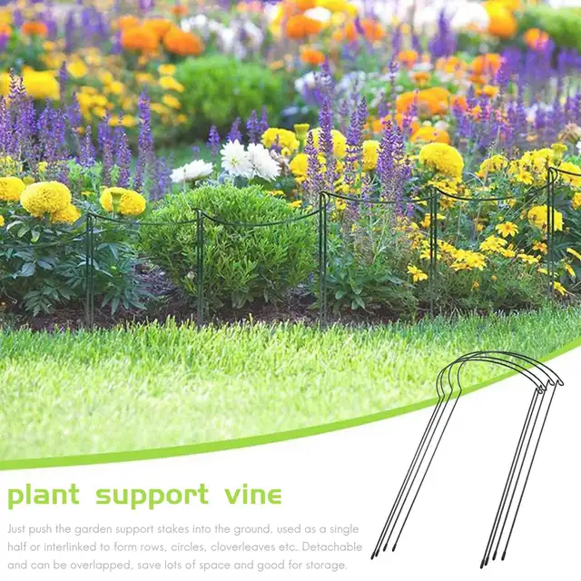 4 Pack Plant Támogató Tétfém Fémkerti Növény Tét Zöld Fél Kerek Növényi Tartó Gyűrű Ketrec - Image 3