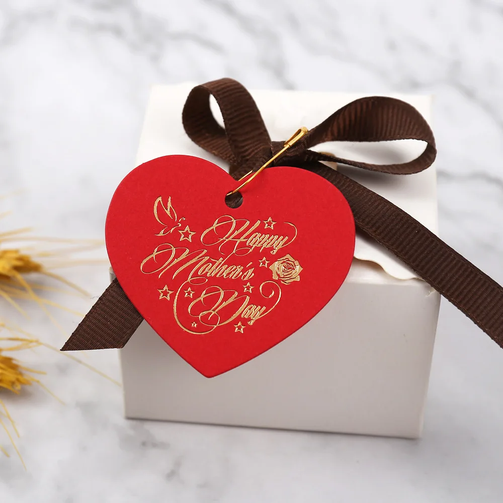 JUGUTA 100Pièces Rose Coeur Forme Kraft Papier - Étiquettes